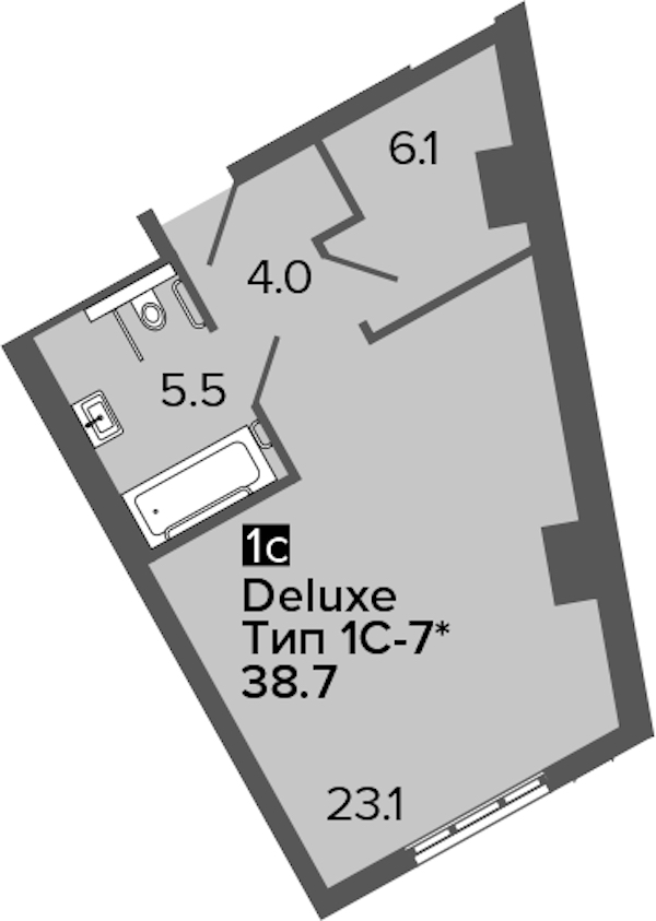Квартира студия 38.7 м², 3/16 эт., Апарт-отель «ARTSTUDIO M103»